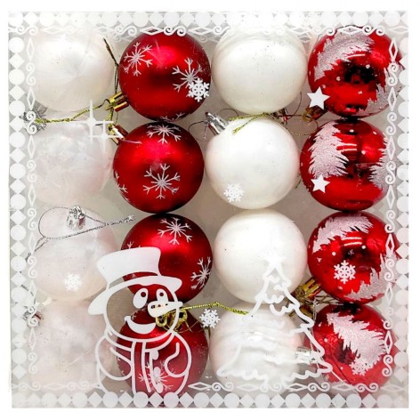 Ялинкові прикраси MIC "Новорічні" 16 штук кульки діаметром 6 см