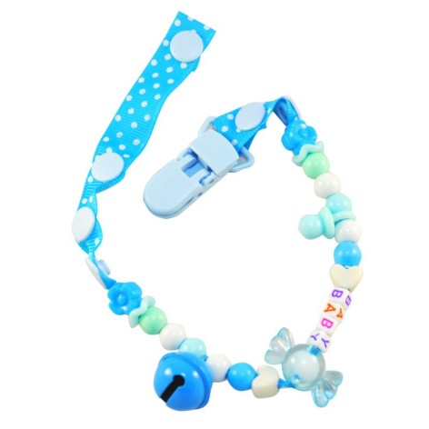 Клипса для пустышки с колокольчиком, голубой