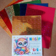 Набор одностороннего цветного голографического картона (21х29,7см),6листов,6цветов