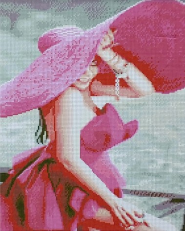 Набір для творчості алмазна картина Рожевий капелюх Strateg розміром 40х50 см (D0008)