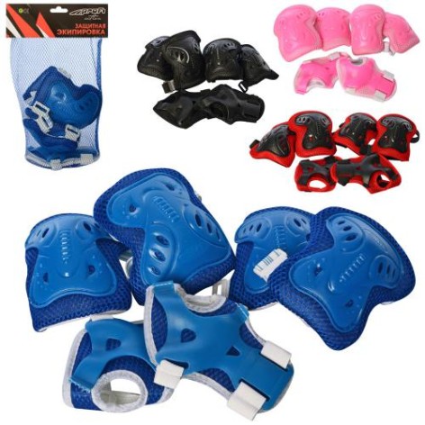 Захист для колін, ліктів, зап'ясть,на липучці,4 кольори,сітка,19-31-7см 