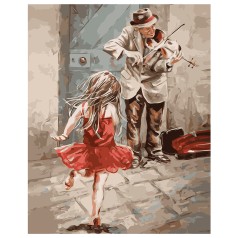 Картина по номерам VA-1413 "Дівчинка та скрипаль", розміром 40х50 см