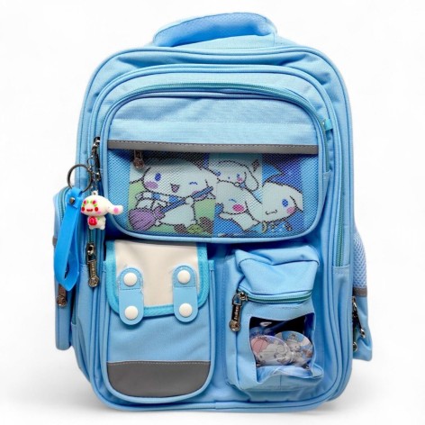 Шкільний рюкзак MIC "Sanrio Cinnamoroll" блакитний з брелоком та кишенями 31×41×15 см