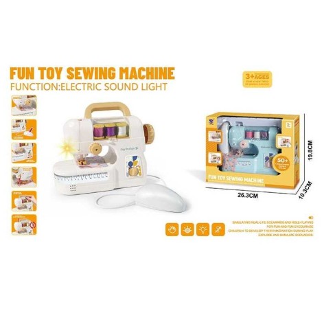 Швейна машинка 2 кольори, на батарейках, шиє, підсвічування, нитки, тканина, інструкція, в кор. 