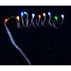 Электрогирлянда Yes! Fun LED-нить, 10 ламп, многоцветная, 0,55 м., 1 реж.мигания, серебрян