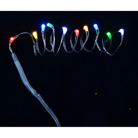 Электрогирлянда Yes! Fun LED-нить, 10 ламп, многоцветная, 0,55 м., 1 режим мигания, серебрян