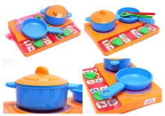 Набор игрушечной посуды №1 с плитой Бамсик