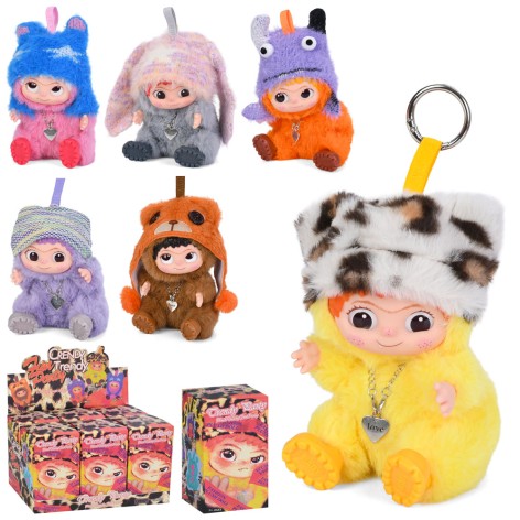 М'яка іграшка WK, 15см, петелька, брелок/аксесуар для сумки, в коробці-сюрприз, (мікс видів) /6/36/6шт в кор. 31-18-18,5см