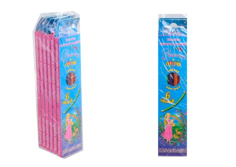 Олівці 6 кольорів гнучкі Kidis із серії Princess World по 6 уп.