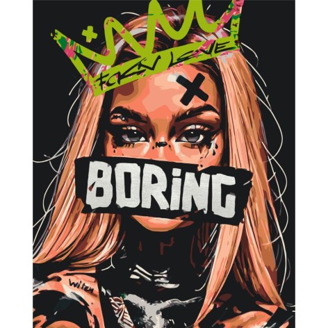 Картина по номерам Люди. Грустная девушка с красками металлик (серебро) 40*50 см. Оригами LW 3312