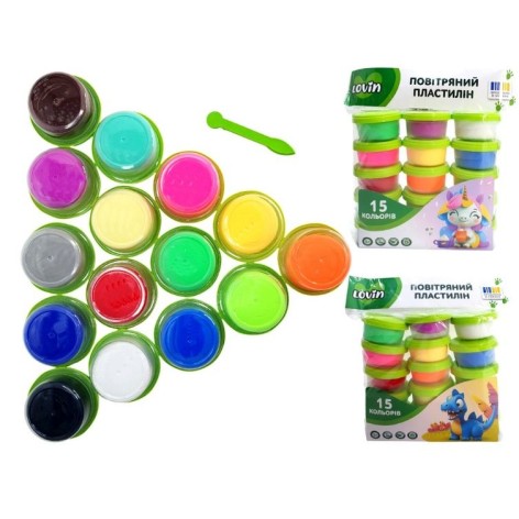 Набір для ліплення з повітряним пластиліном в стаканчиках, 15 кольорів