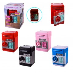 Электронная копилка-сейф 4 цвета, в коробке – 14*14*20 см, размер игрушки – 13*12*19 см.