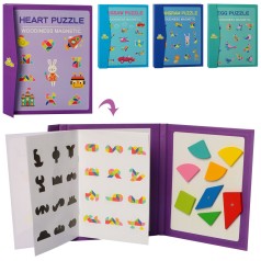 Дерев'яна іграшка Пазли магнітна,4вида(птахи/животні/транспорт), у п/е 18-22-2см 