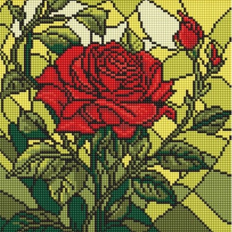 Алмазная мозаика "Витраж. Троянда" 30x30см
