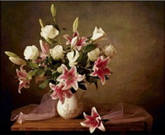 Алмазна мозаїка за номерами 192EZ 40*50 Букет лілій карт уп. (полотно на рамі)