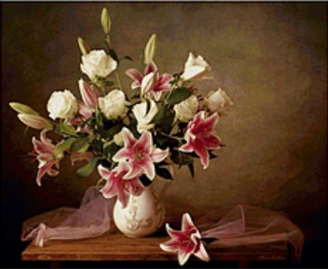 Алмазна мозаїка за номерами 192EZ 40*50 Букет лілій карт уп. (полотно на рамі)