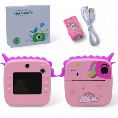 Фотоапарат-принтер C 66627 2 фронтальна камера, чб друк, USB-кабель, рулон термобумаги, звук, фото, відео, ігри, SD роз'єм, в коробці