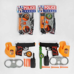 Поліцейський набір 2 види, пістолет у кобурі, силіконові патрони, рація, наручники, у п/е /240-2/