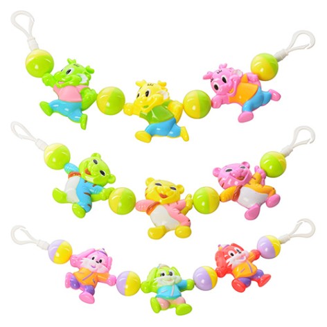 Погремушка растяжка на коляску, 3 вида (тигрята, дракончики, собачки), в п/е, 42-8-3см 