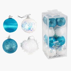 Новорічні прикраси 16 штук, кульки, D=5 см, у слюді 