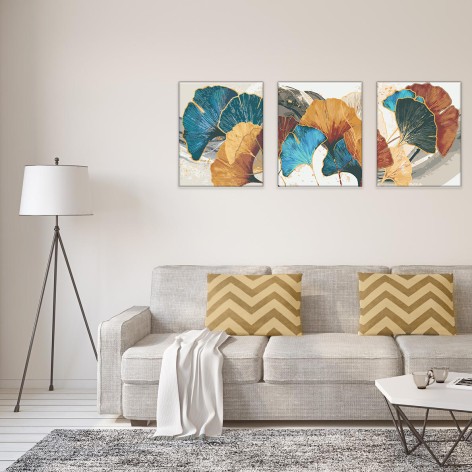Набір картин за номерами Riviera Blanca "Різнобарв'я гінкго" 40x50 см 3 шт (ITR-013)