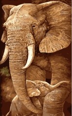 Набор для росписи по номерам Слоник с мамой Strateg размером 50х25 см (WW034)