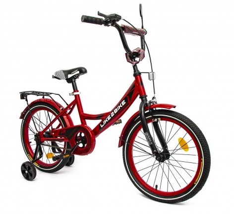 Велосипед дитячий 2-х колісний 18'' 211801 (1 шт) Like2bike Sky, бордовий, рама сталь, зі дзвінком, ручне гальмо, складання 75%