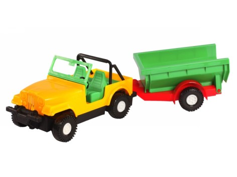 Машинка игрушечная Джип с прицепом-конюшней/кузовом Тигрес