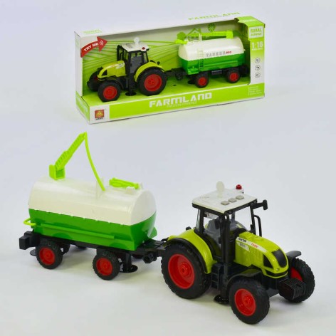Трактор іграшковий з інерції причепа, звук, світло, в коробці