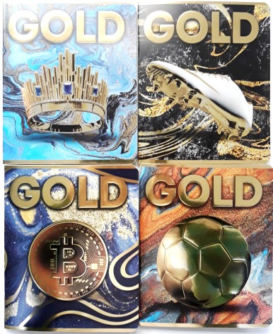 Тетрадь 48 л. клеточка серия SUPER GOLD (конгревное тиснение с УФ-лак покрытием, гибридный 3Д-лак, печать по серебряной фольге, глянцевый лак) МИКС-2, ТМ Фемили Лайн, 10/200 10 шт. в уп.