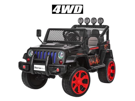 Джип M 3237EBLR-2-3 (1шт) р/к 2,4G,4мот.45W,2акум.12V/7AH,кол.EVA,відчин. двері,шкір.сид.,чорно-червоний