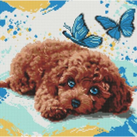 Алмазная мозаика "Милый пудель" 40x40см