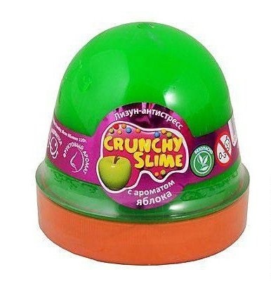 Лизун-антистресс TM Mr.Boo Crunchy slime Яблоуко 120г.