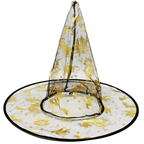 Капелюх відьми напівпрозорий (золотистий)