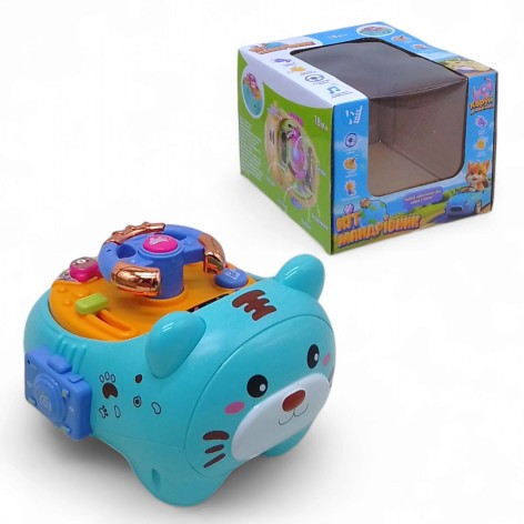 Руль игрушечный интерактивный Wtoys "Кот-путешественник" на украинском голубом
