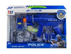 Полицейский набор автомат со светозвуковыми эффектами наручники бинокль часы рация нож