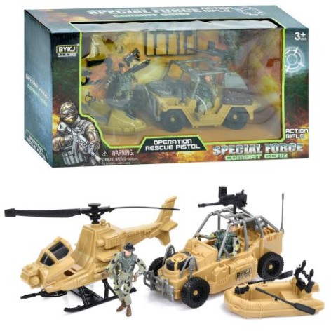 Набір з фігурками військовий, транспорт 3шт, солдати, зброя, 2 види, в кор-ці, 45,5-22,5-13см 