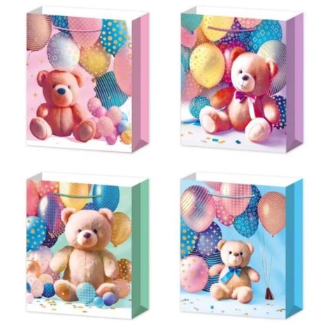 Пакет подарунковий Ведмедики з кульками 32 х 10 х 26 см, мікс, 1 штука