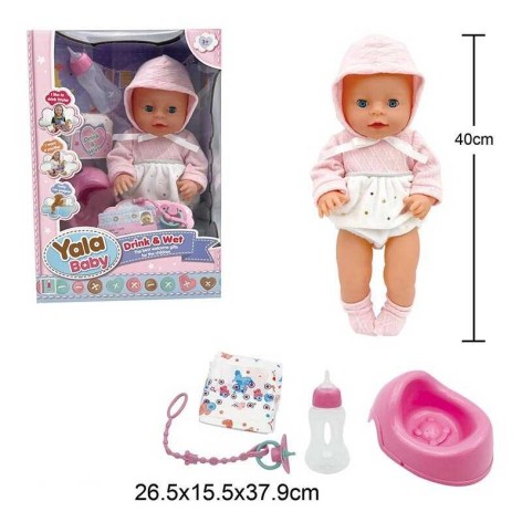 Пупс интерактивный 40см, заплющивает глаза, съемная одежда, пьет из бутылочки, ходит на горшок, аксессуары YL2440A-F