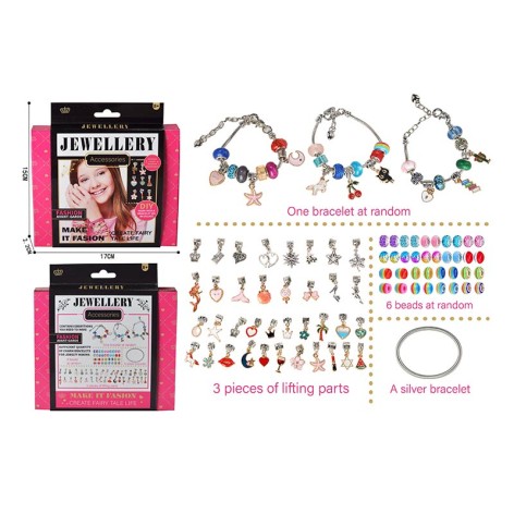 Бижутерия набор типа Pandora, браслет 2шт, шармики 3шт и бусины 6шт,ко. 15*2,2*17см 