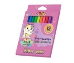 Фломастери 12 кольорів у картонній коробці Cats are the best