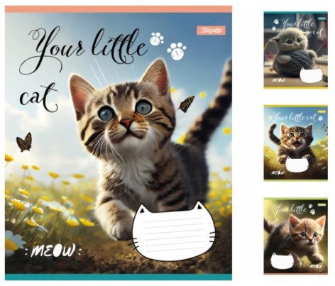 Зошит А5/24 кл. 1В Your little cat, зошит учнів. 20шт в уп. //