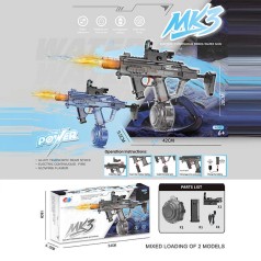 Водный автомат 2 цвета, автоматический, аккумулятор 3.7V, подсветка, прицел с подсветкой, магазин, в кор., МИКС ВИДОВ /36/