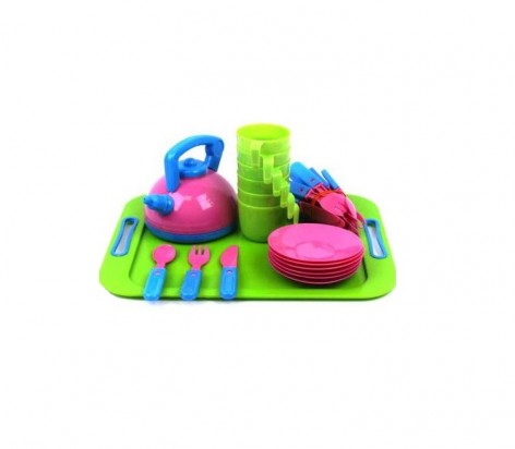 Посудка игрушечная 32 предмета с подносом 04-421 КВ