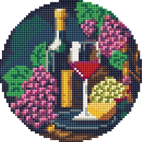 Набор с алмазной мозаикой "Изысканная дегустация" на круглом подрамнике d19см