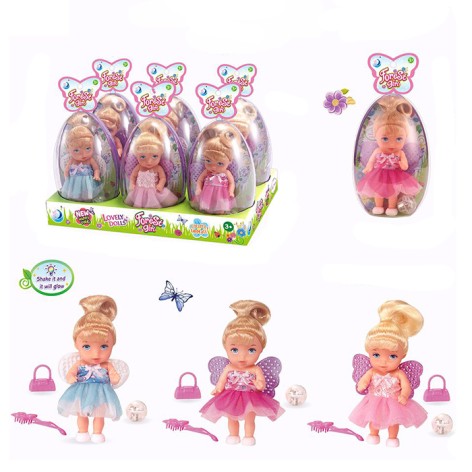 Кукла фея, с крыльями, 12см, аксессуары, свет, бат(табл), в яйце, (3 вида) /12/72/6шт в кор. 27,5-14-19см