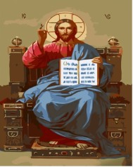 Набір для розпису по номерах Ісус на престолі Strateg розміром 30х40 см (SS6776)