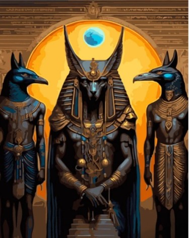 Набор для росписи по номерам Анубис с помощниками Strateg размером 40х50 см (GS1370)