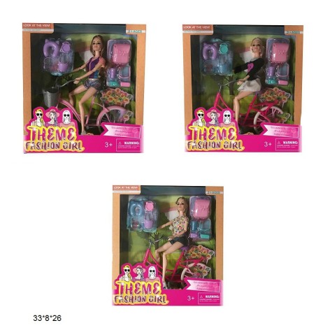 Кукла 29см ZHF2311/12/13 с велосипедом и аксесс.3в.кор.33*8*26 /66/