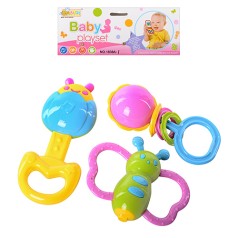 Брязкальце 3шт (метелик, жучок, квіточка), в п/е 15-24-4см /240/